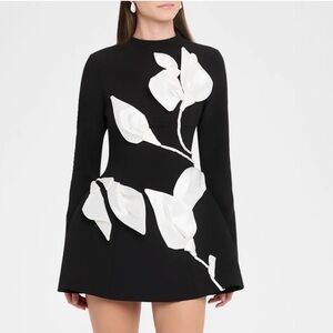 Acler Black Dress with White Floral Design